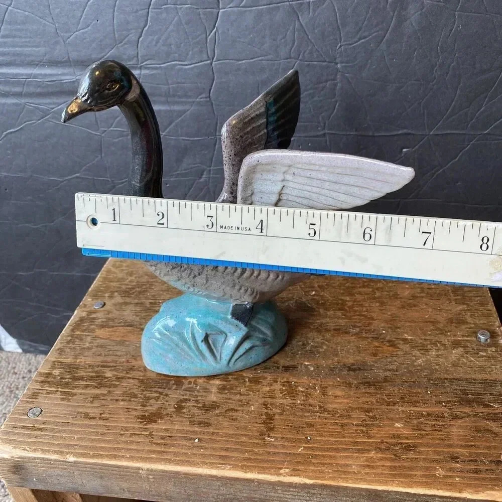 VTG Jarko Zavi Canadian Goose Mates Gray Green Sculpture Figurine Art Pottery - Picture 2 of 6